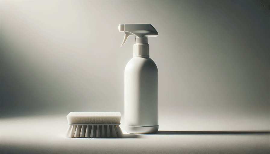 Cleaning spray bottle and scrub brush